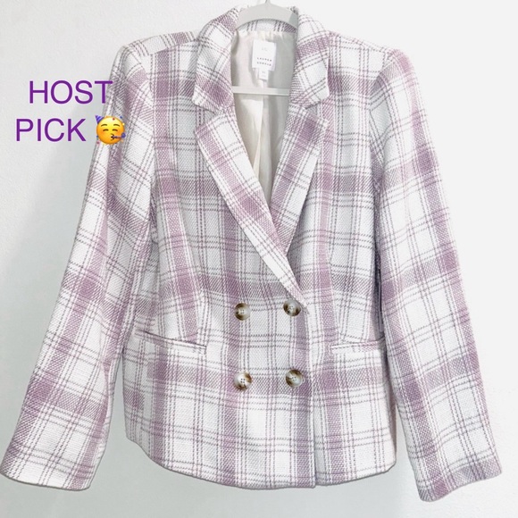 LC Lauren Conrad Jackets & Blazers - LC Lauren Conrad Lilac checkered lined Blazer